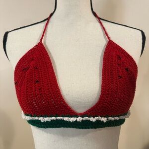 Boho Watermelon crochet triangle top